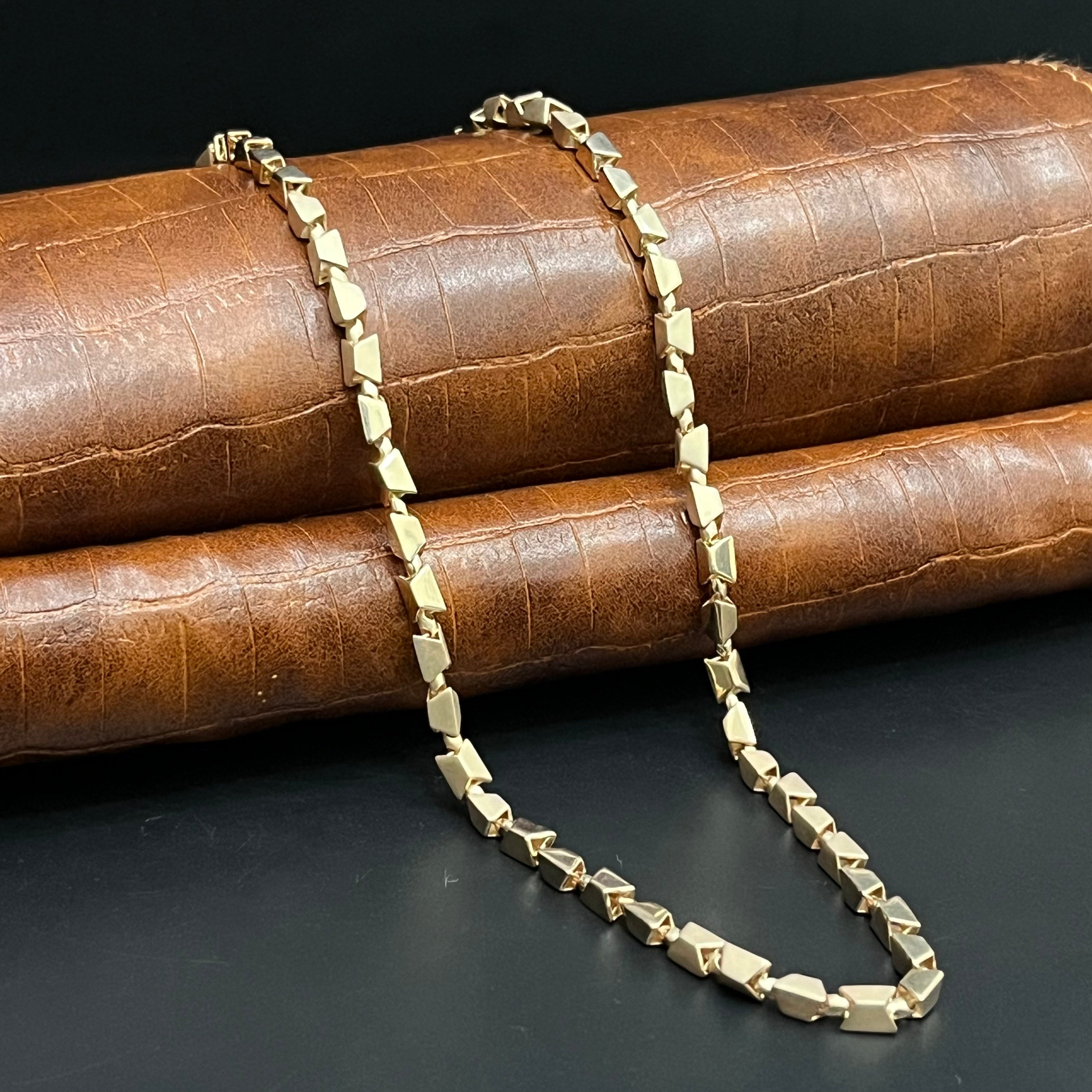 Silver Mens Chain Elegant Square Cut Rose Gold 925