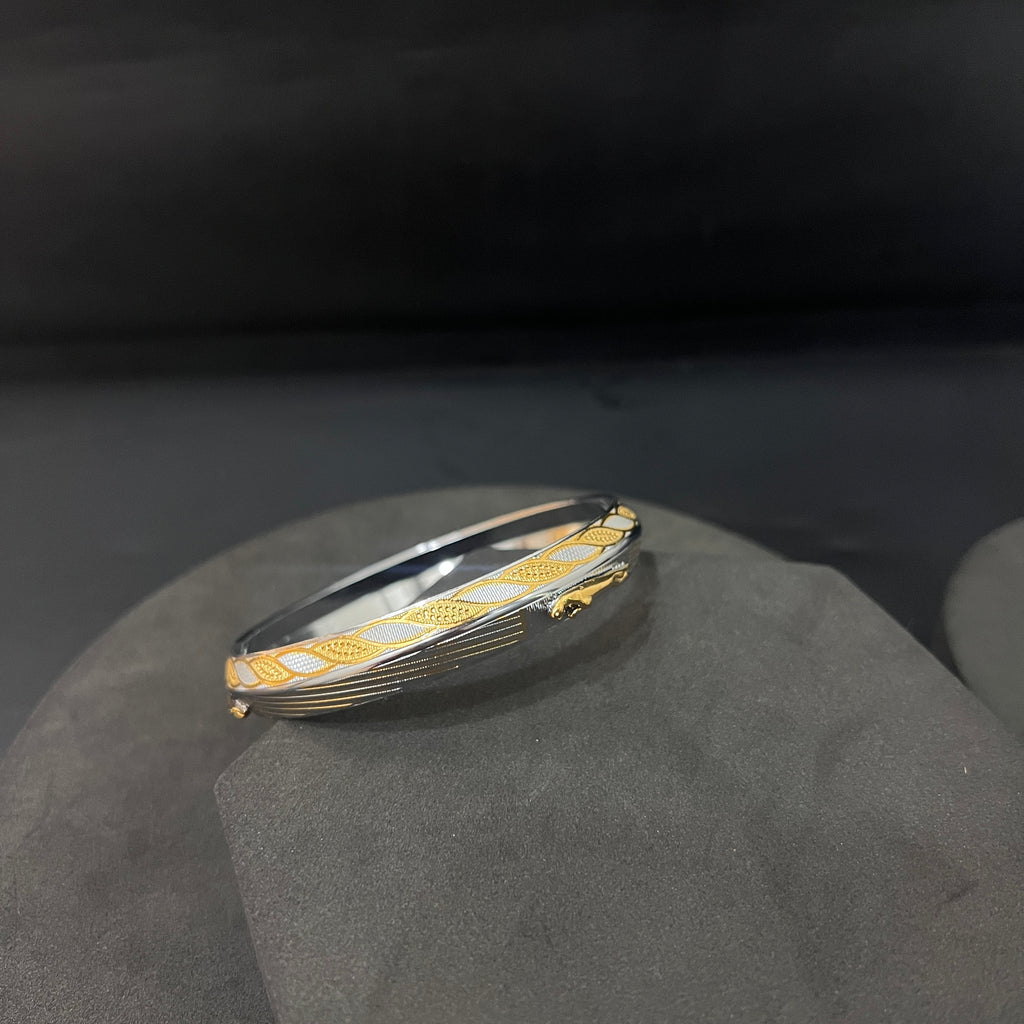 Silver Mens Kada Silver Gold Polish CNC Jaqaur DS 2
