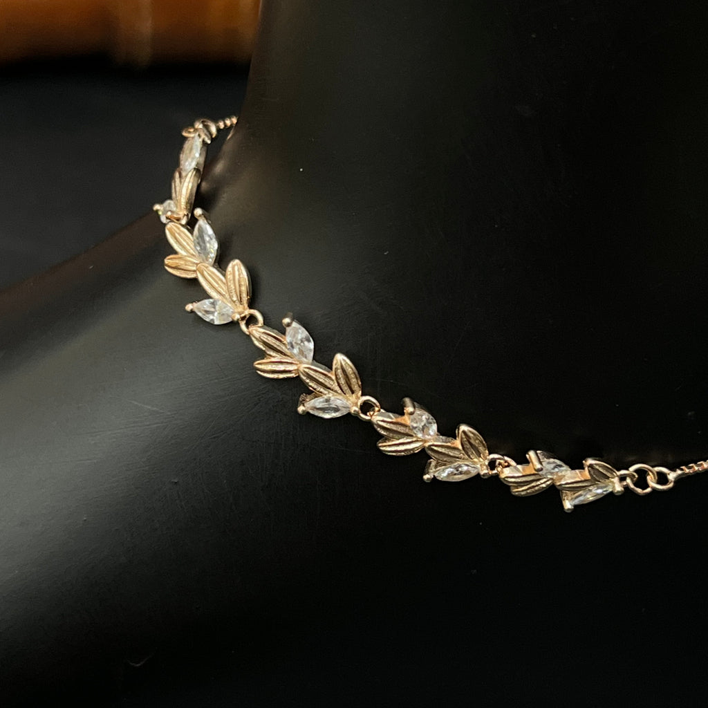 Silver Ladies Anklet Leaves & Petals Rosegold 925