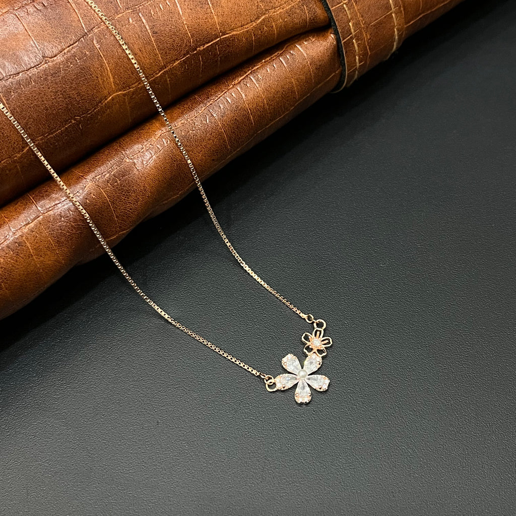 Silver Ladies Chain Petal Cz