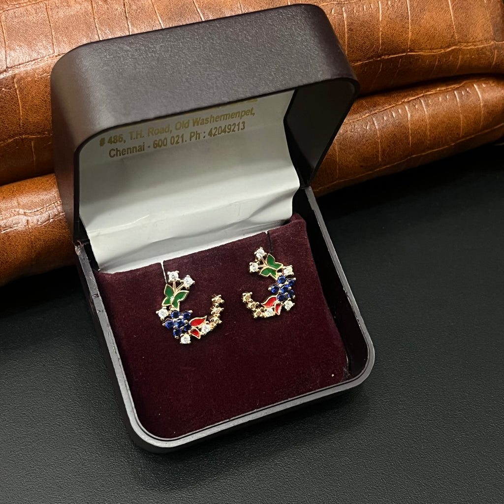 Silver Ladies Stud  Multi Color
