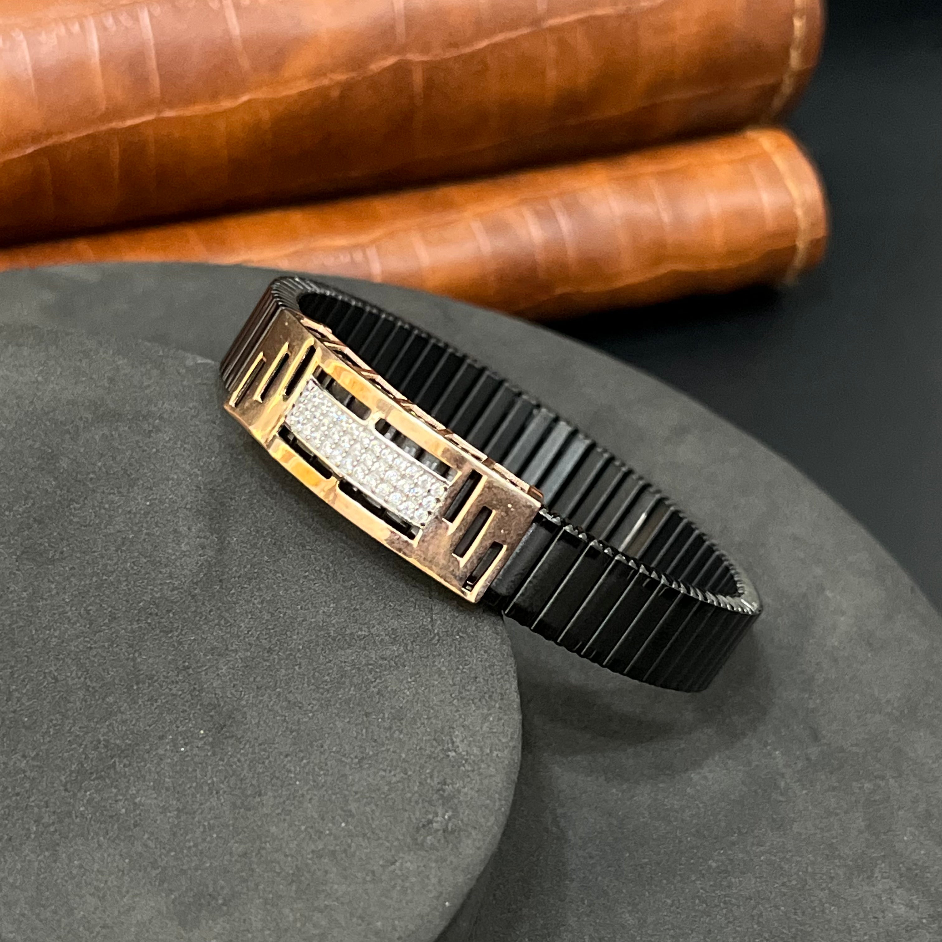 Silver Mens Flexible Bracelet Rosegold 925
