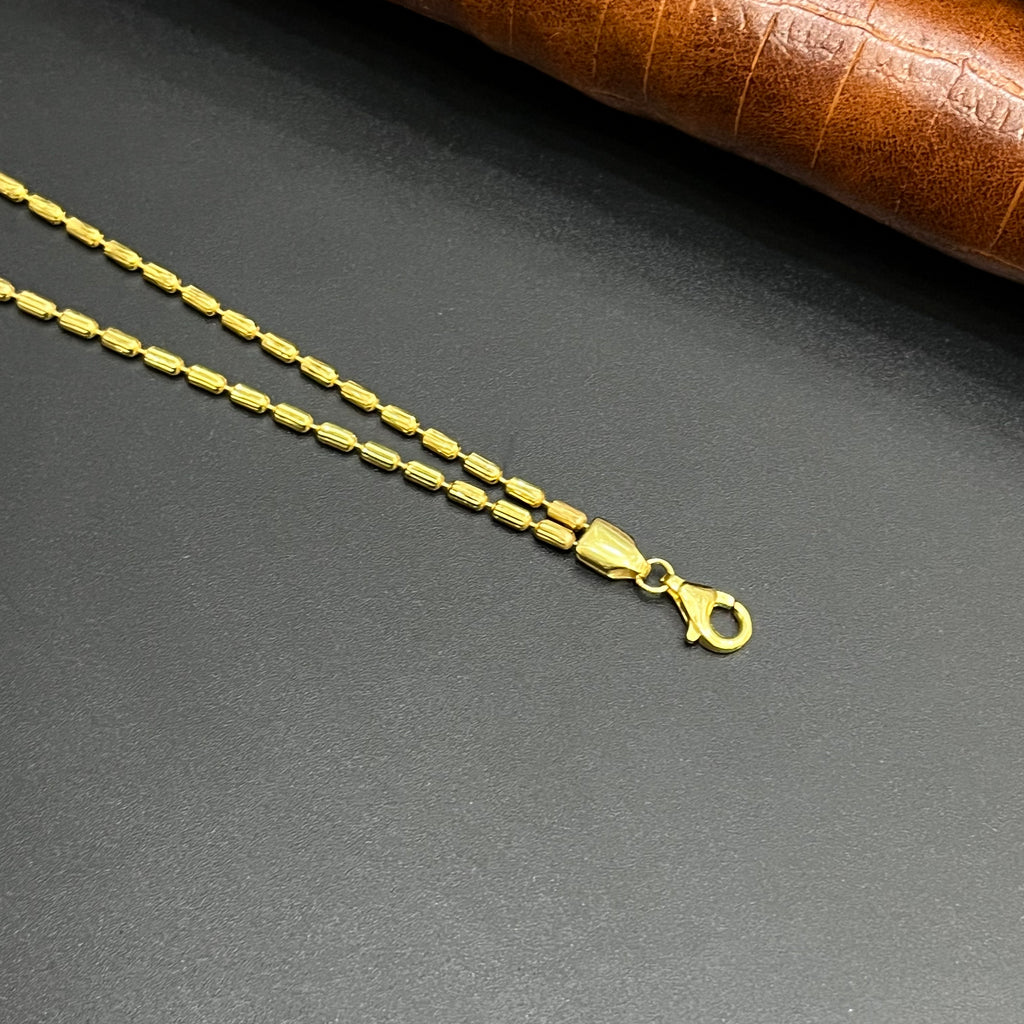 Silver Ladies Chain Classic Beaded Double Layer Gold Finish 925
