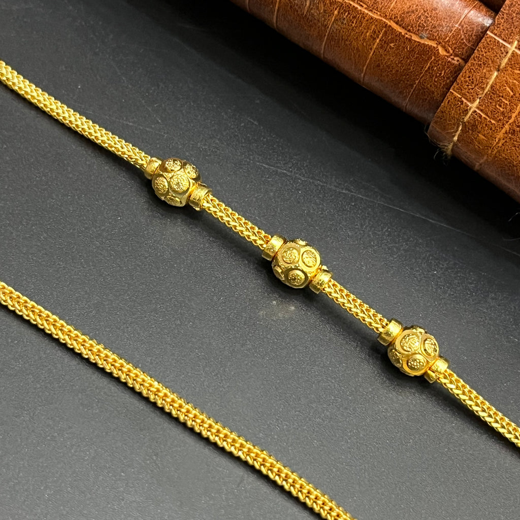 Silver Ladies Thali Saradu 3 Ball Gold Finish M02 925