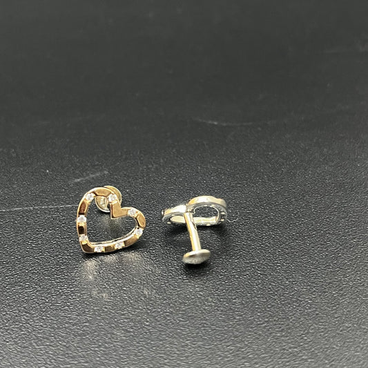 Silver Studs Two Tone Heart Design