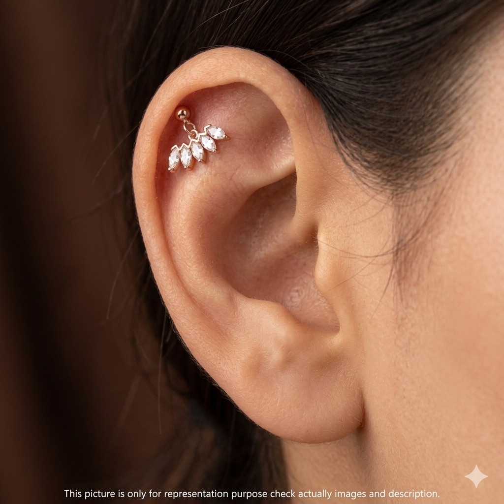 Silver Rosegold Bugadi Helix Stud Rosegold