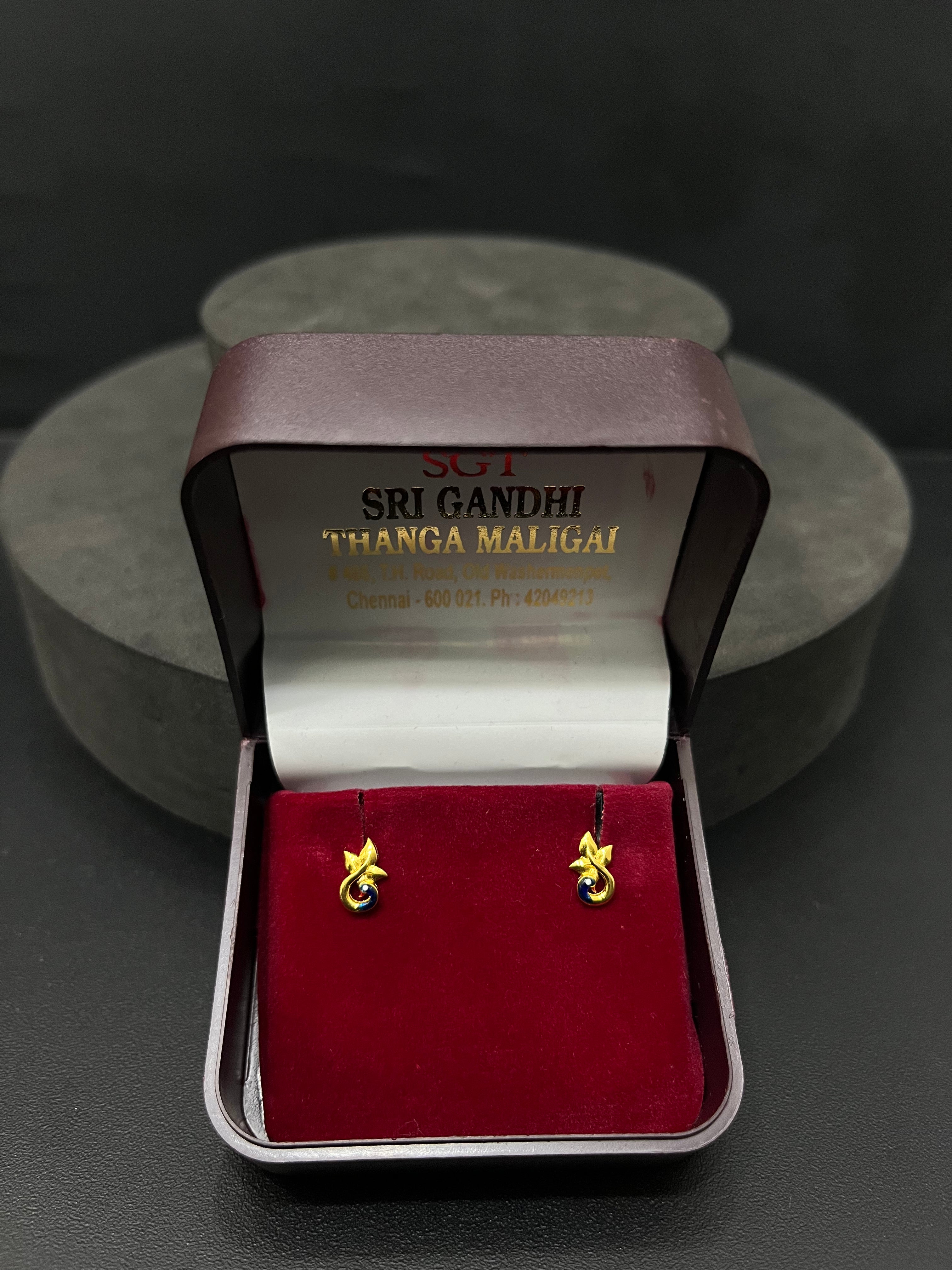 Gold Peacock Studs 18K Petal