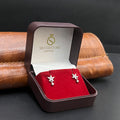 Silver Ladies Stud Petal Leaf Crystal 925