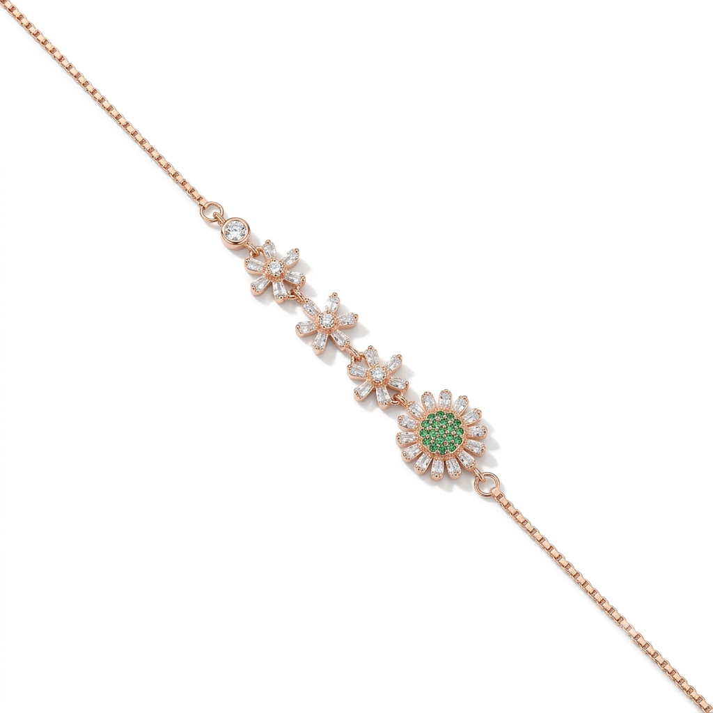 Silver Ladies Bracelet Garden of Grace White Stone Rose Gold 925