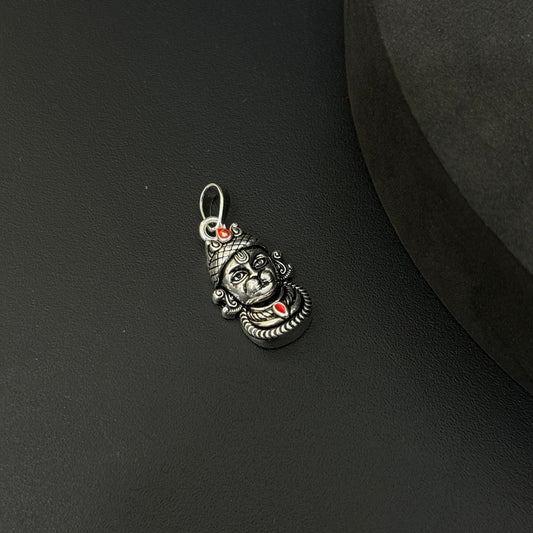 Silver Pendant _Red Antique Hanuman