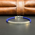 Silver Mens Bracelet Textured Blue Band 925