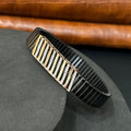 Silver Mens Flexible Bracelet Stripes Rosegold 925