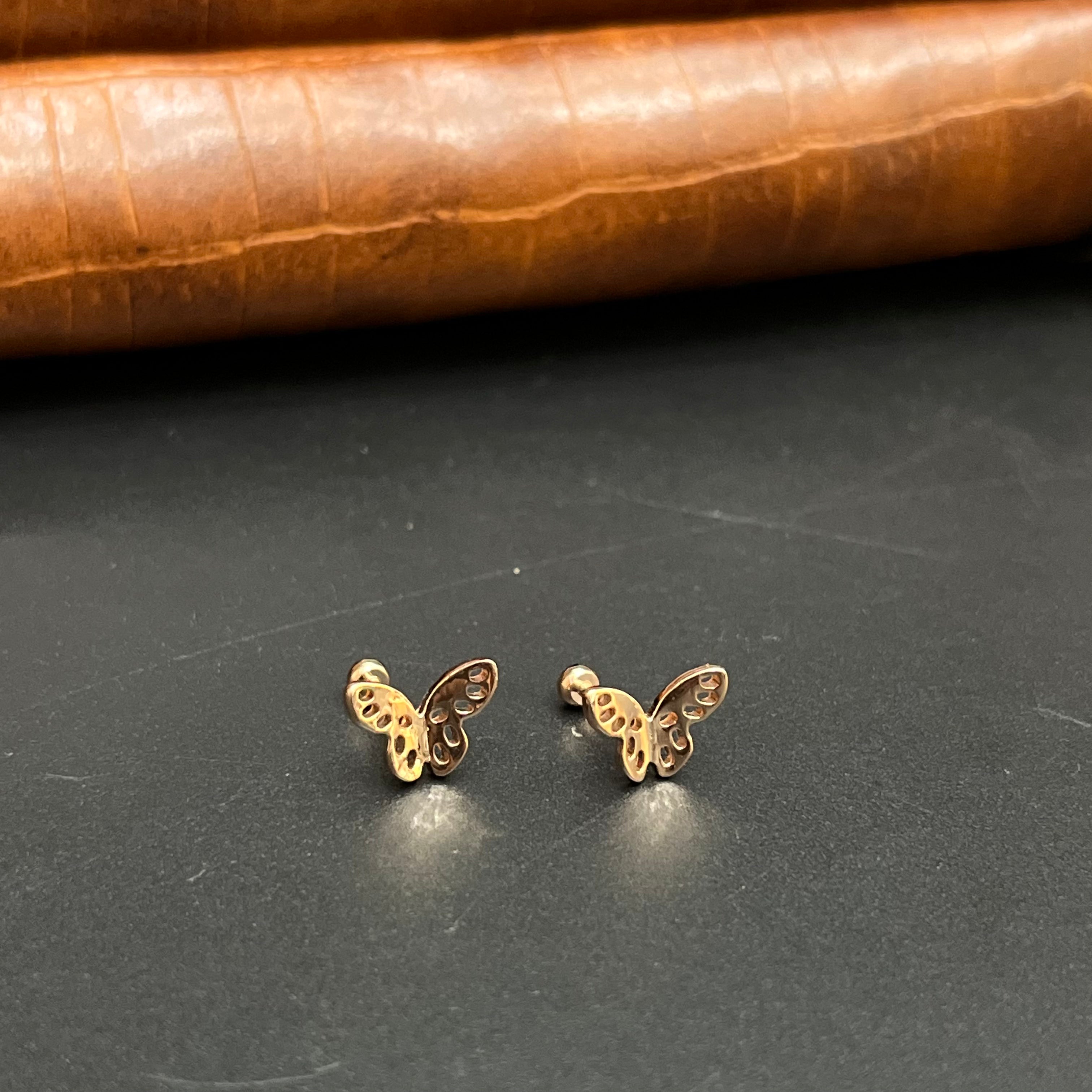 Silver Second Studs Butterfly Rosegold 925
