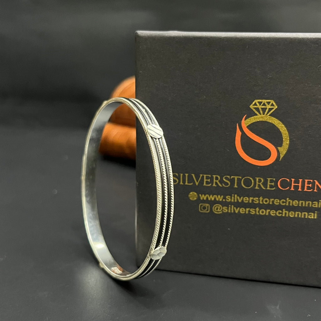 Silver Ladies Bangle Elephant Hair Two Line 925