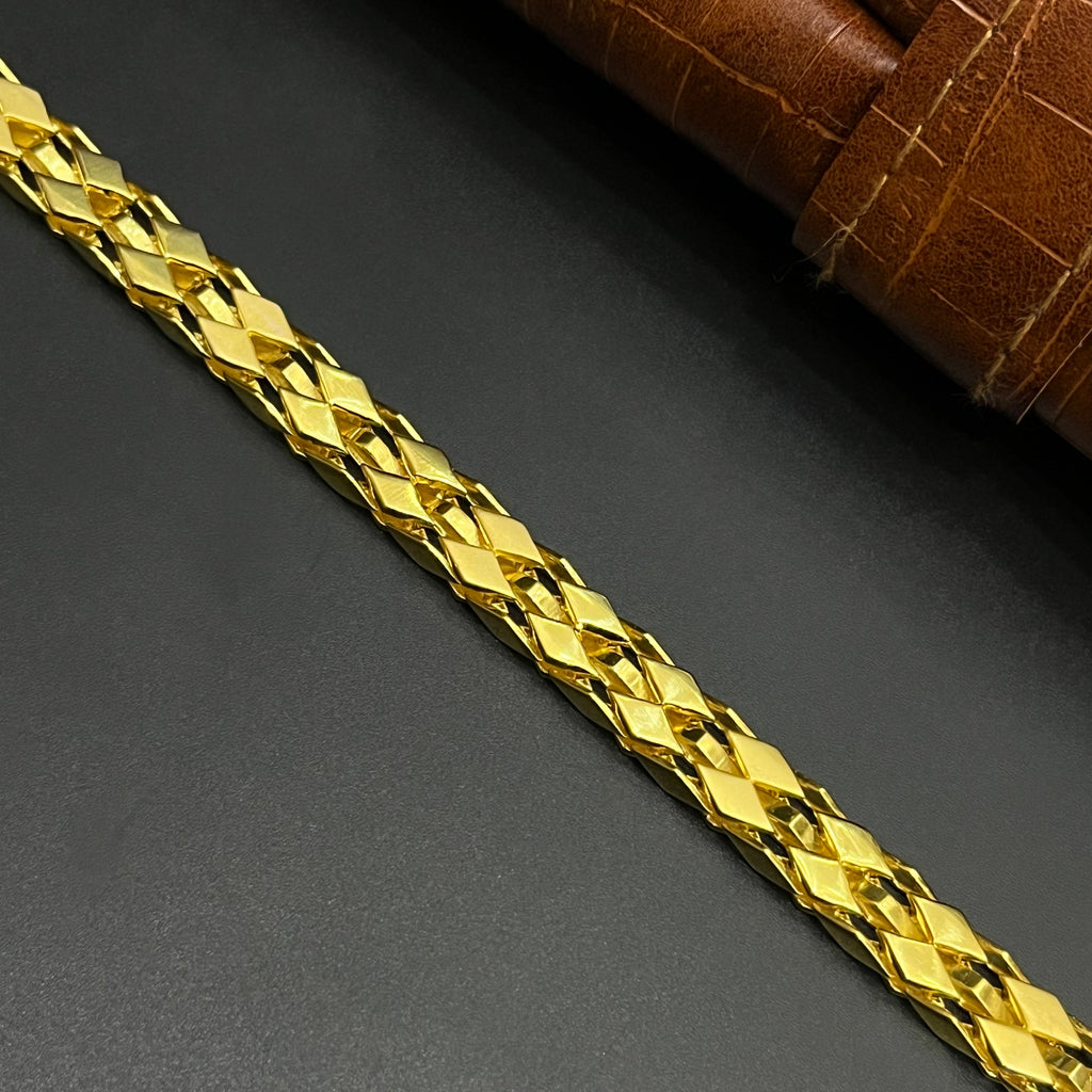 Silver Mens Chain Kathli Premium Two Layer Edition Gold Finish 925