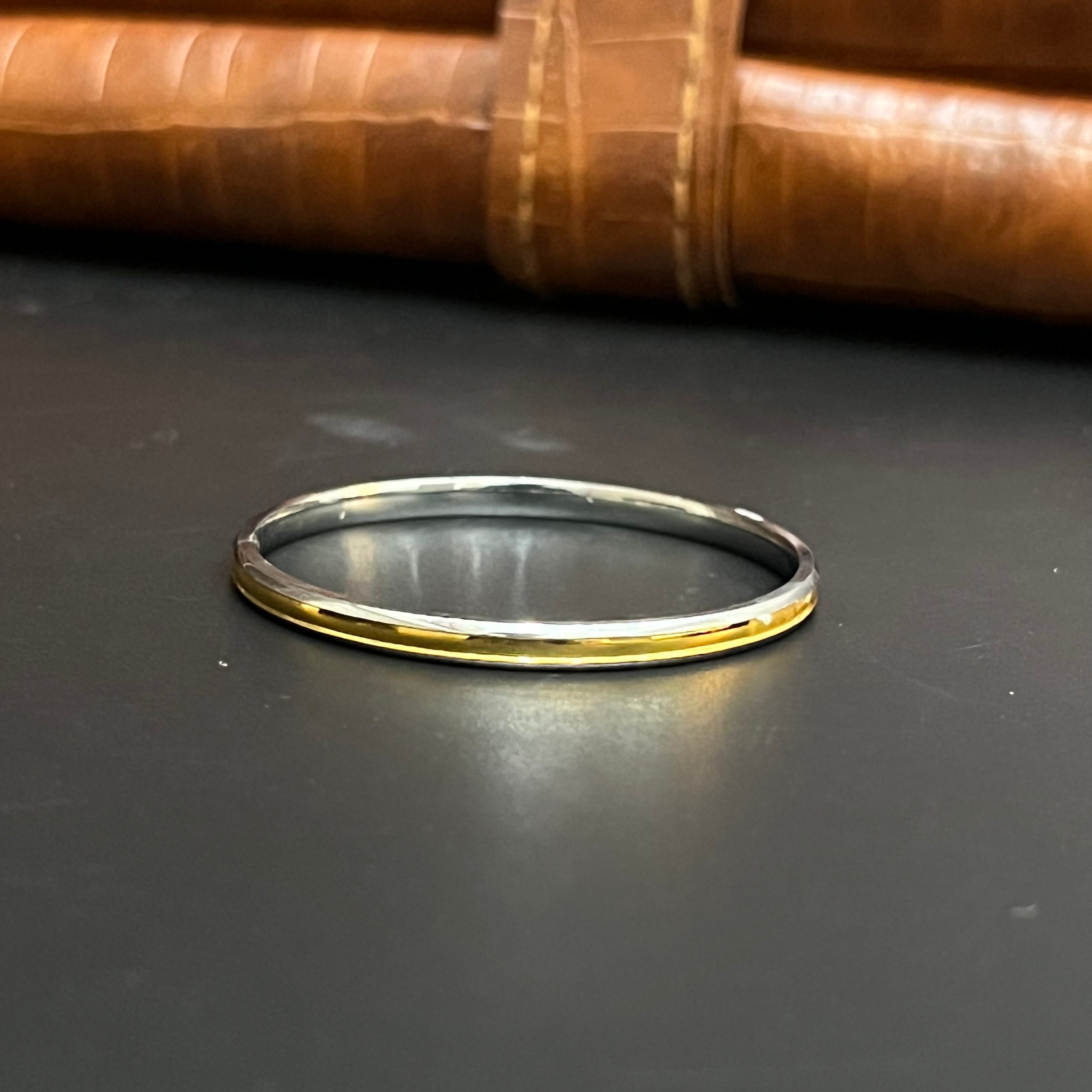 Silver Kids Bangle Dual Tone Gold Finish