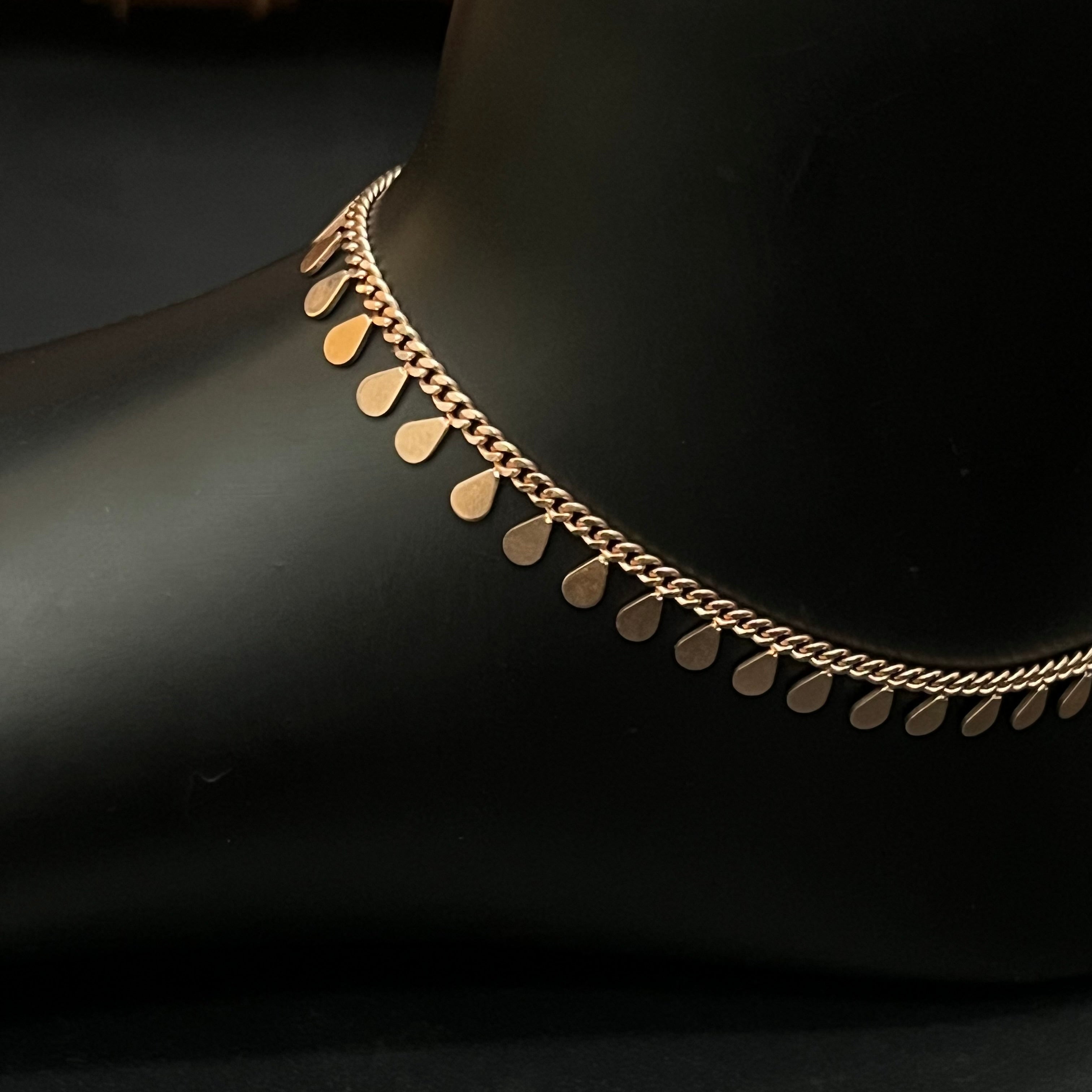 Silver Ladies Anklet Water Droplets RG