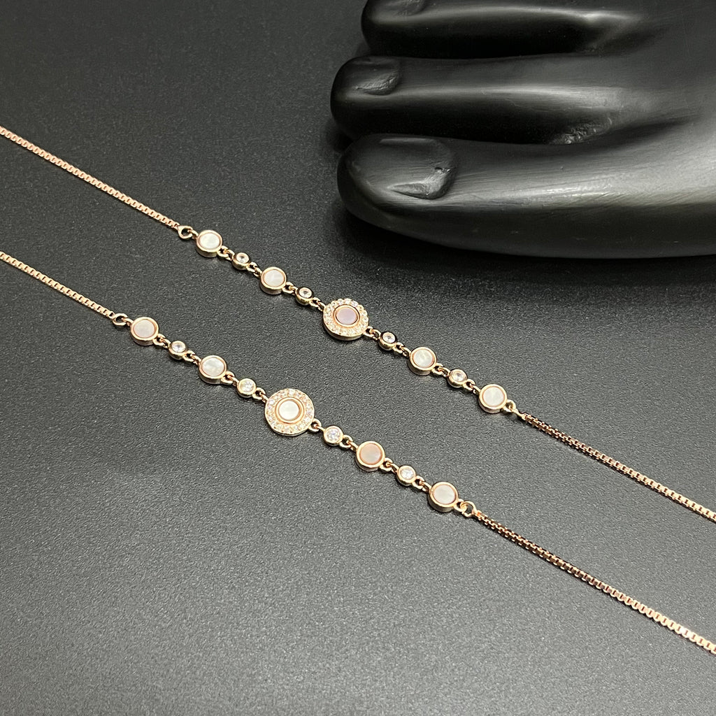 Silver Ladies Anklet Royal Halo Circle Crystal Rose Gold 925