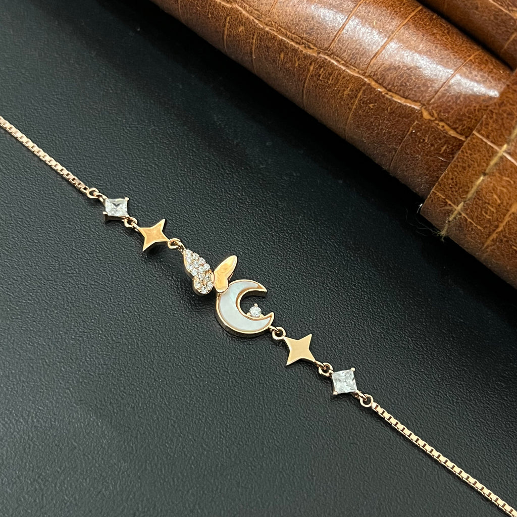 Silver ladies Bracelet Butterfly & Moon Rosegold 925