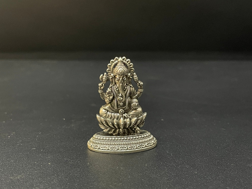 Silver Ganesha Idol Solid Antique