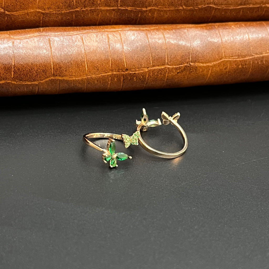 Silver Ladies Toe Rings 925 Green Butterfly Rosegold 925 925