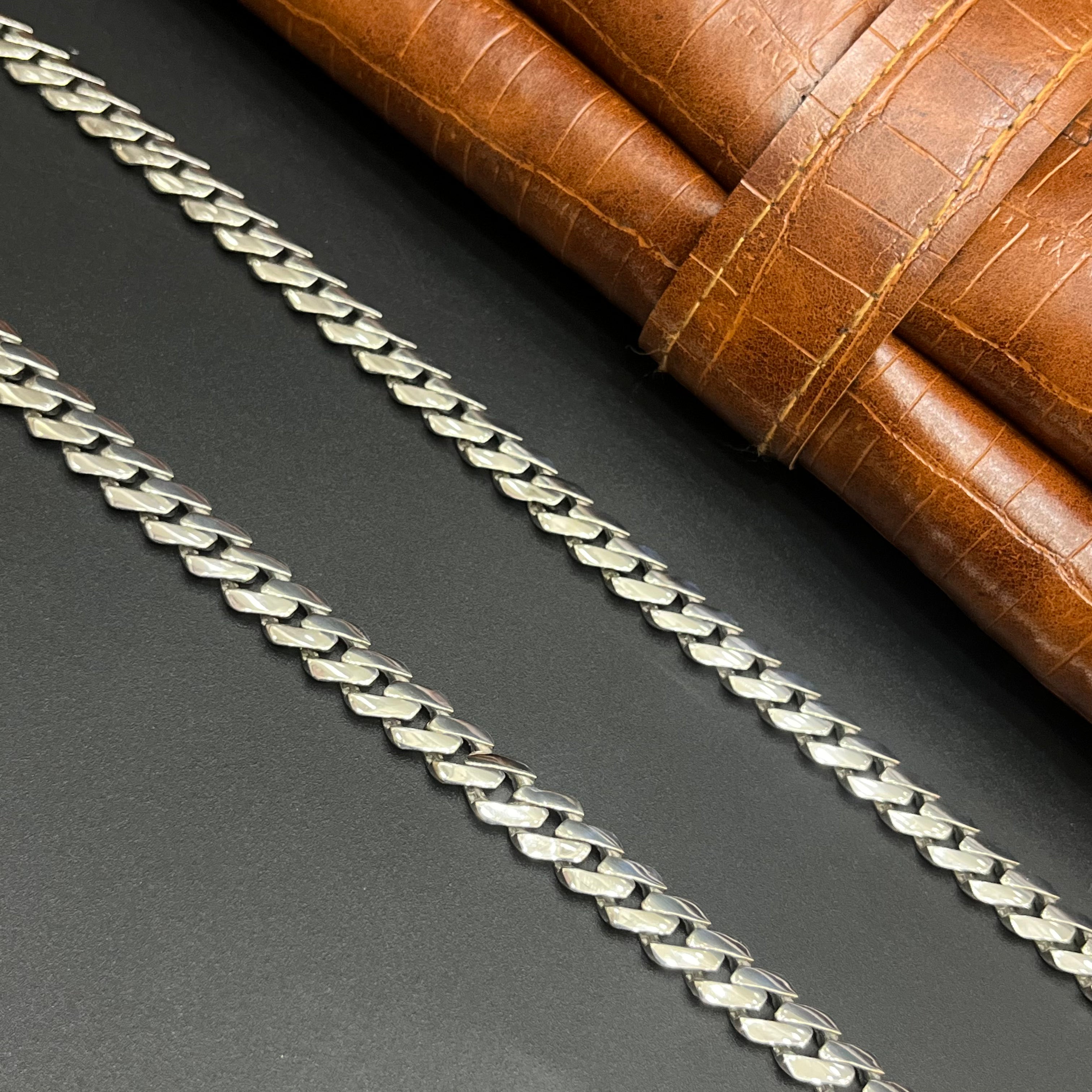 Silver Mens Chain Premium Cuban Style M01 925