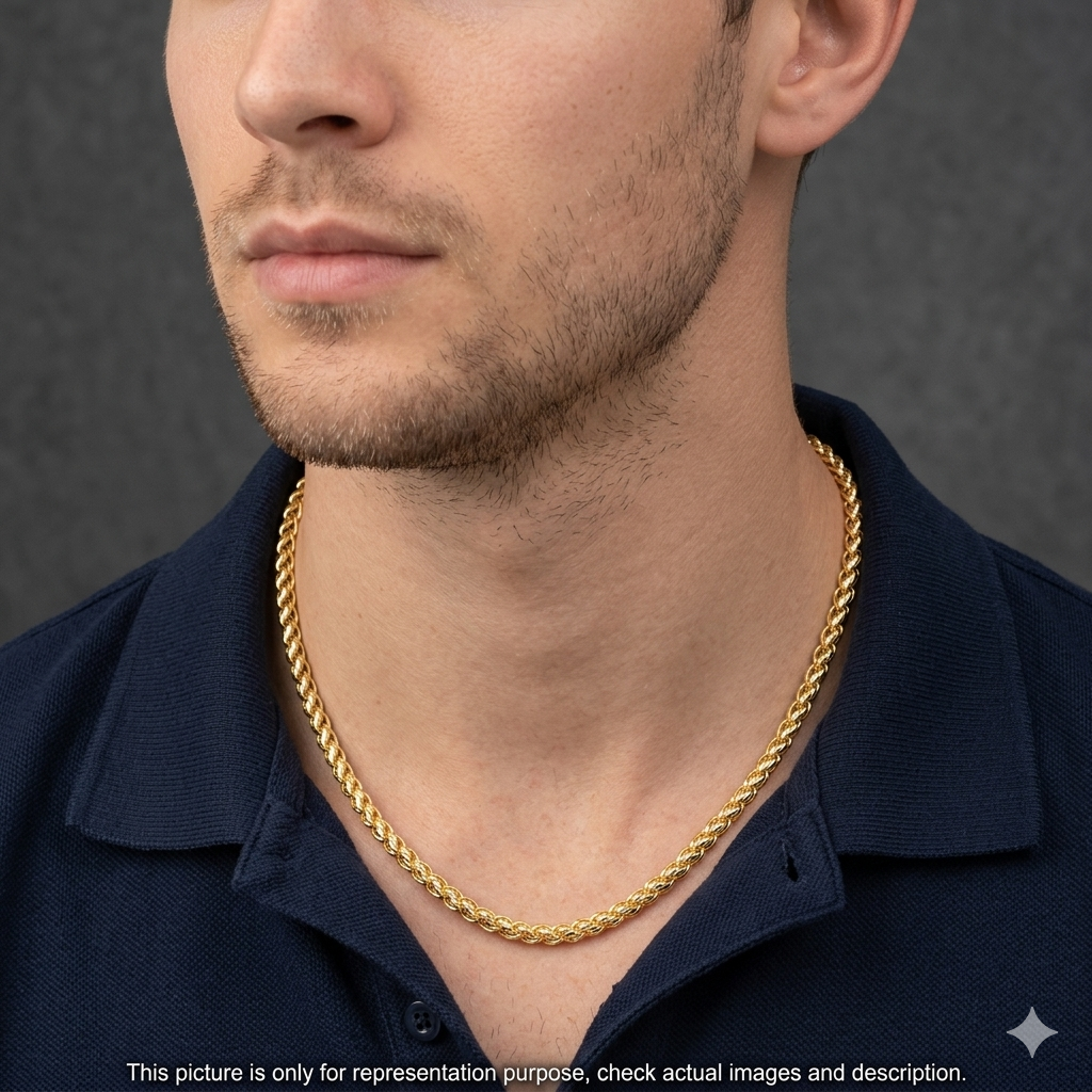 Silver Mens Lotus Gold Finished Chain