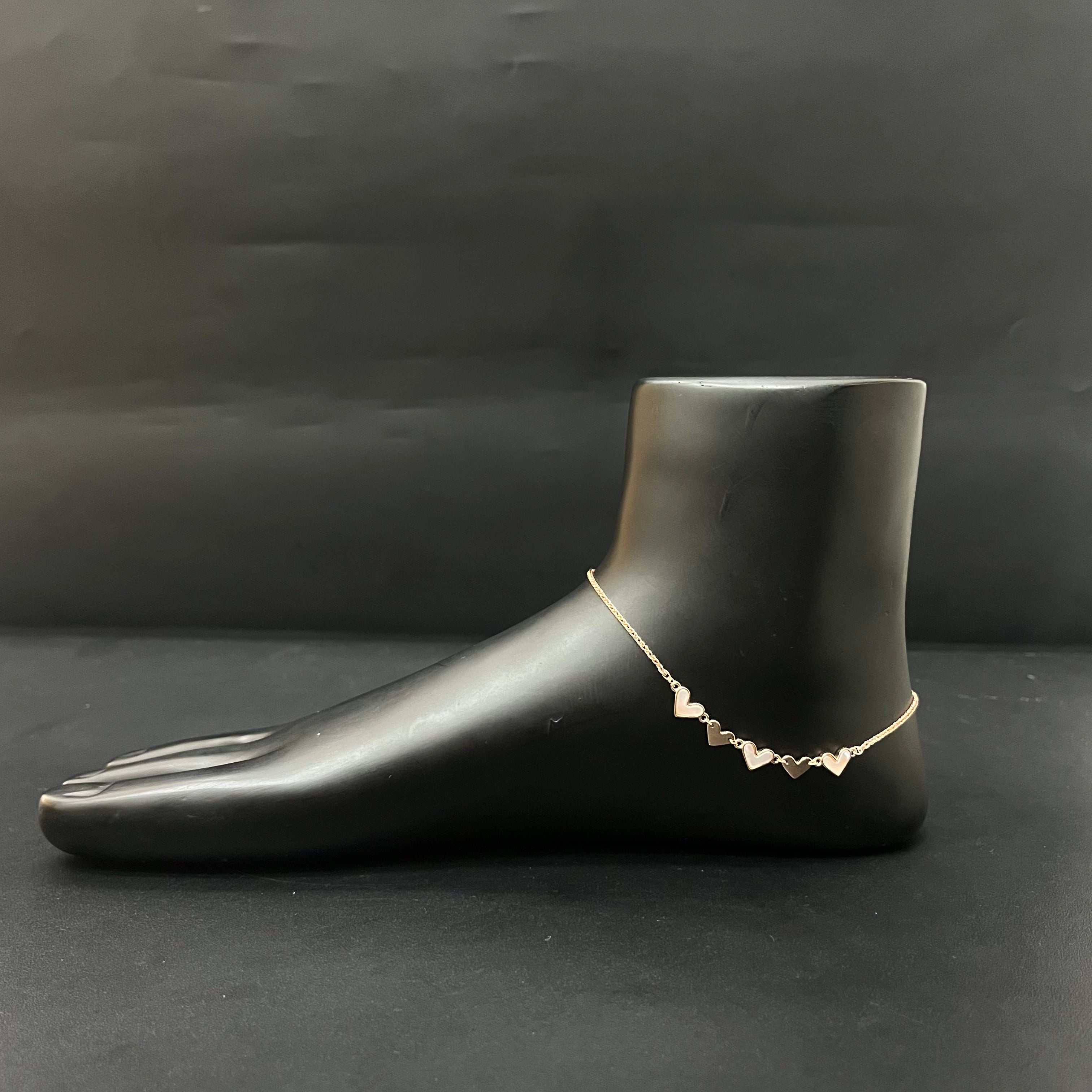 Ladies Silver Anklet Heart RG