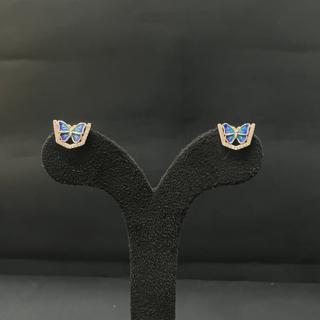 Silver Ladies Chain Set  Hexagon Blue Butterfly