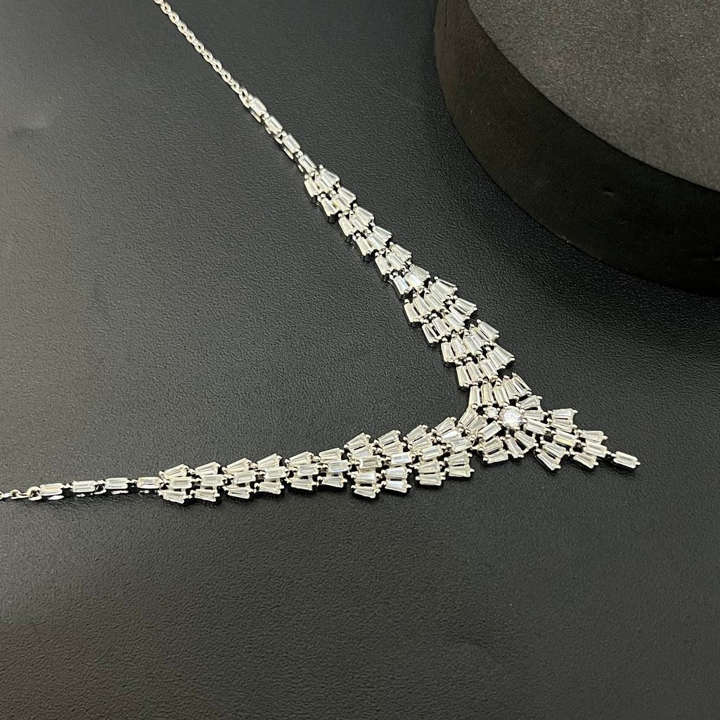 Silver Necklace Premium Cz Set