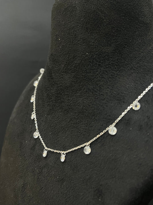 Ladies Silver Chain White Crystals