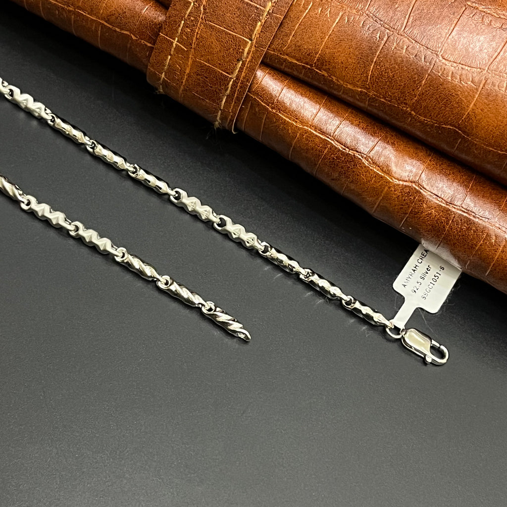 Silver Mens Chain Luxury Spiral Cut Mat Finish 925