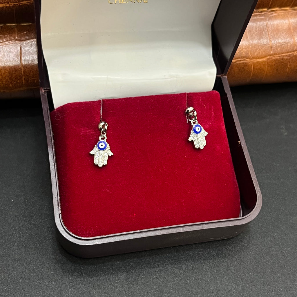 Silver Ladies Bugdi Evil Eye Hand Crystal 925