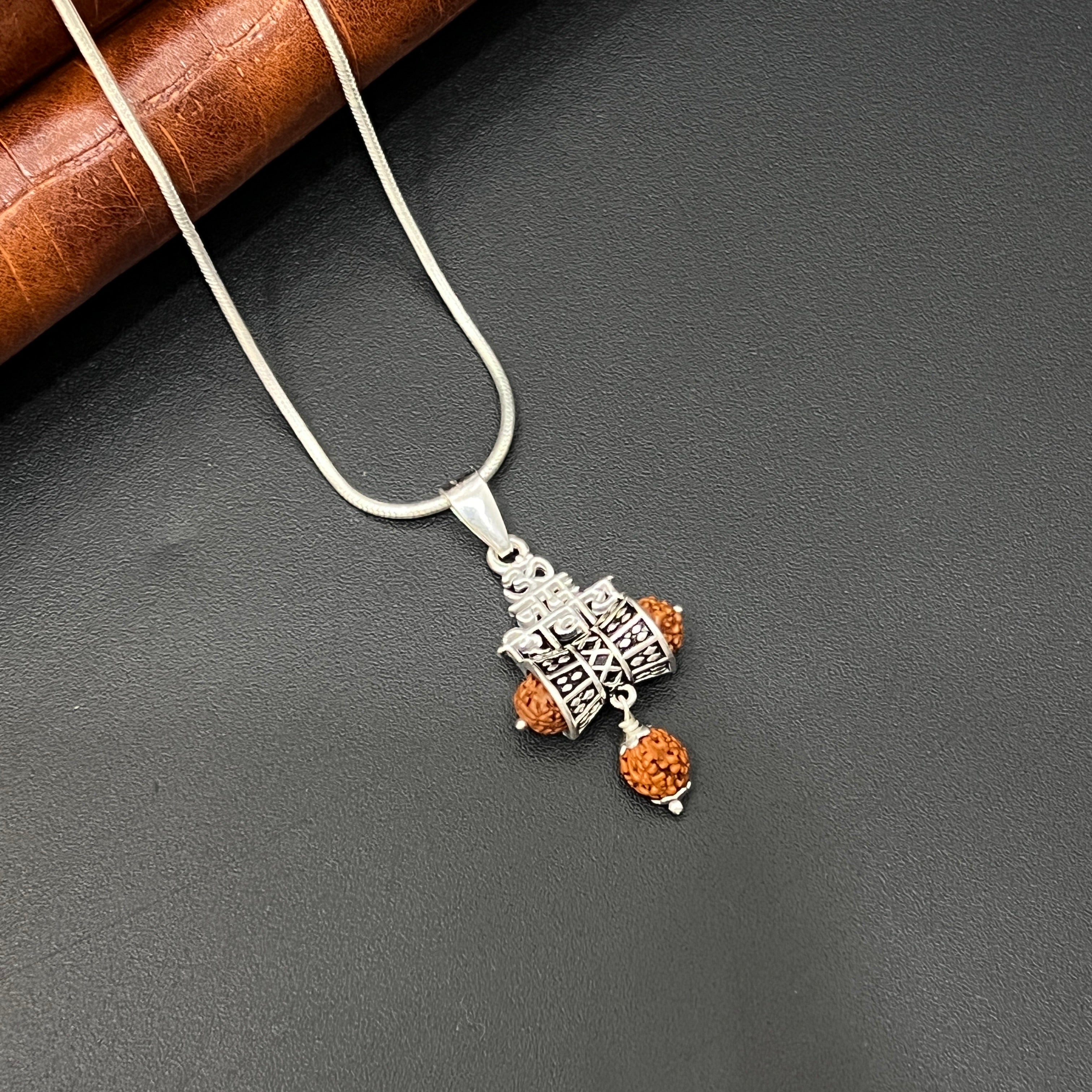 Silver OM Namaha Shivaya Rudraksh Pendant