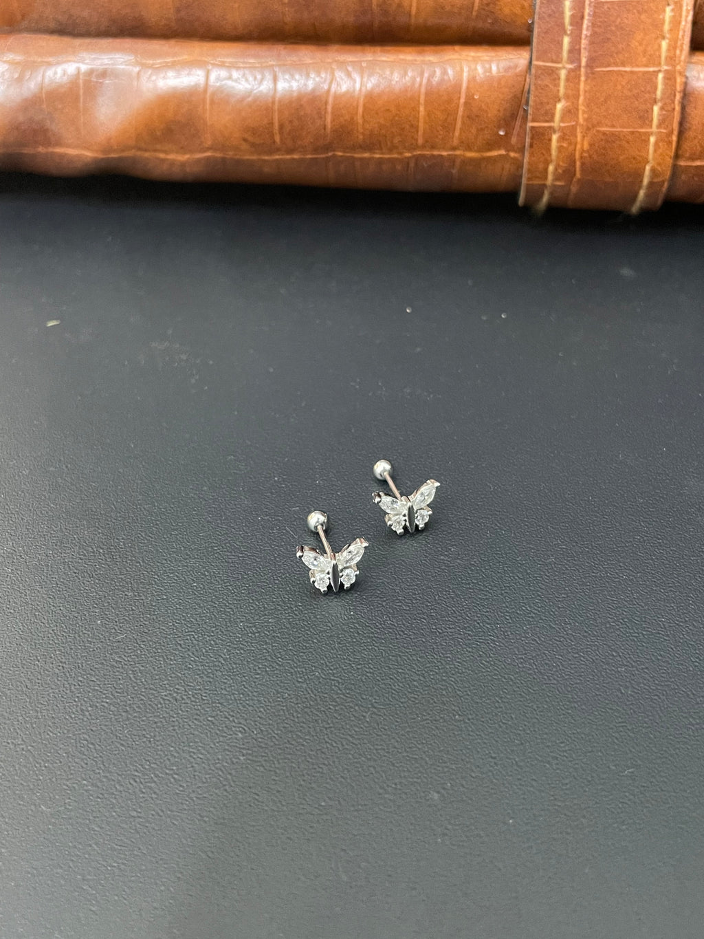 Silver Second Stud Butterfly Lines SS