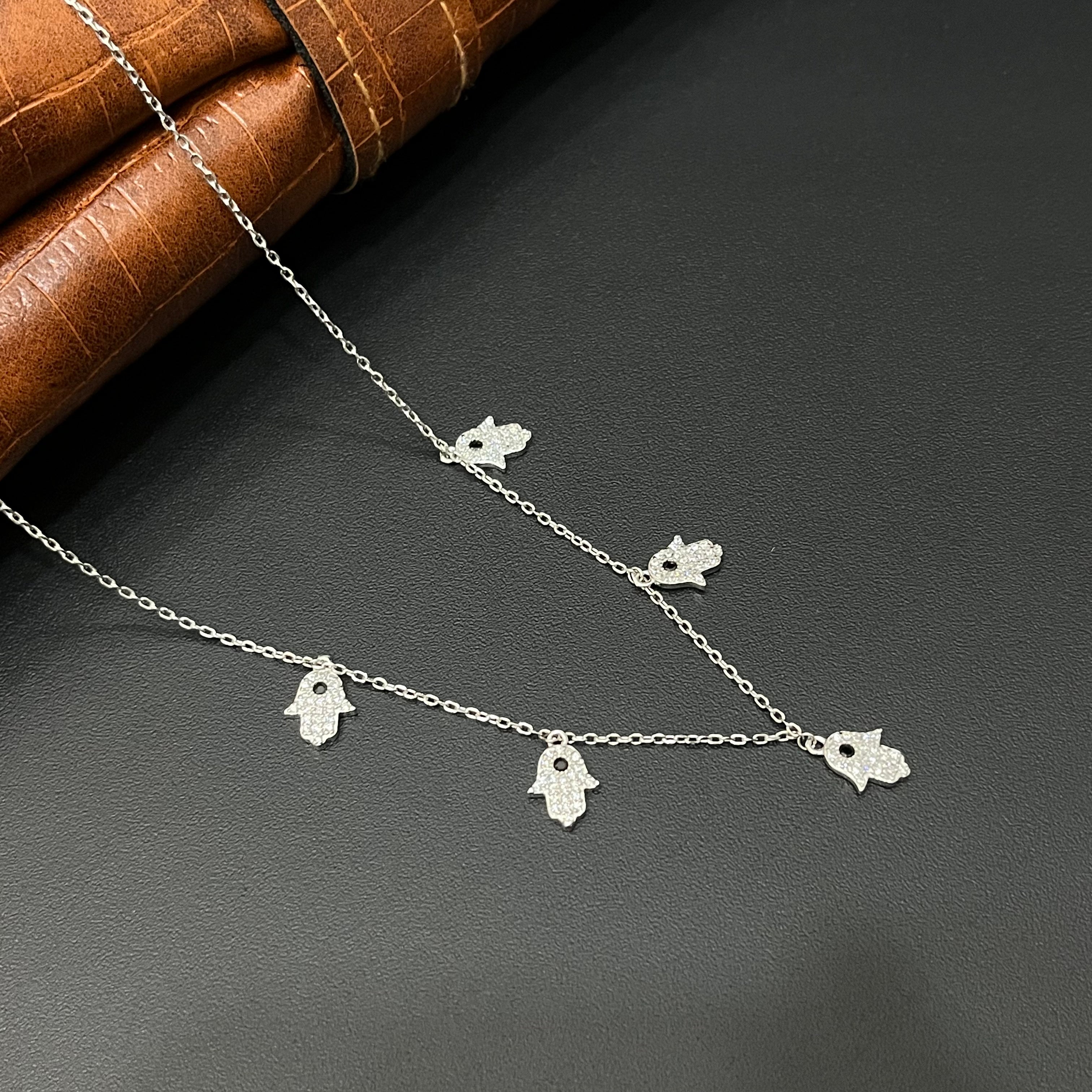 Silver Ladies Chain Evil Hand Hands