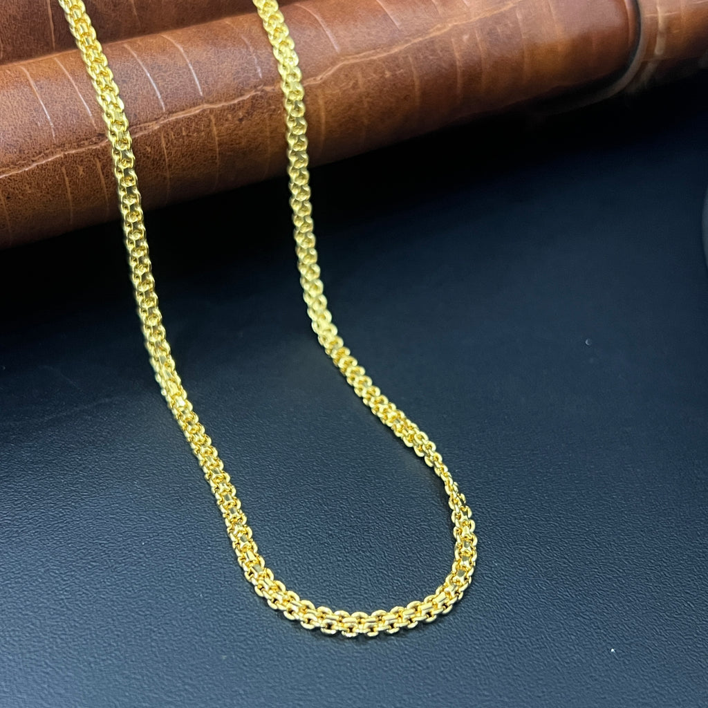 Silver Mens Chain Premium Double Twist Gold Finish 925
