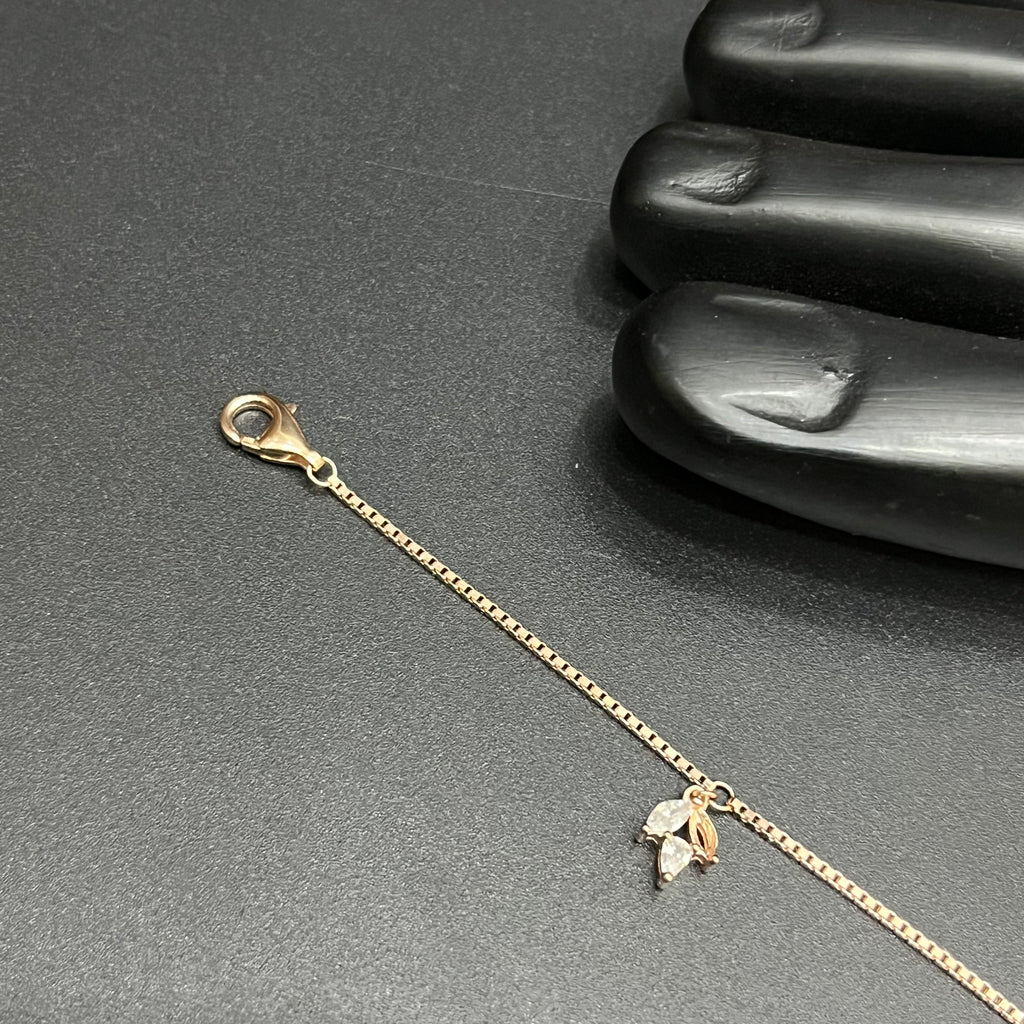Silver Ladies Anklet Nature Bloom Drop Rose Gold 925