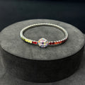 Ladies Wrist Band Silver Finish Multi Color