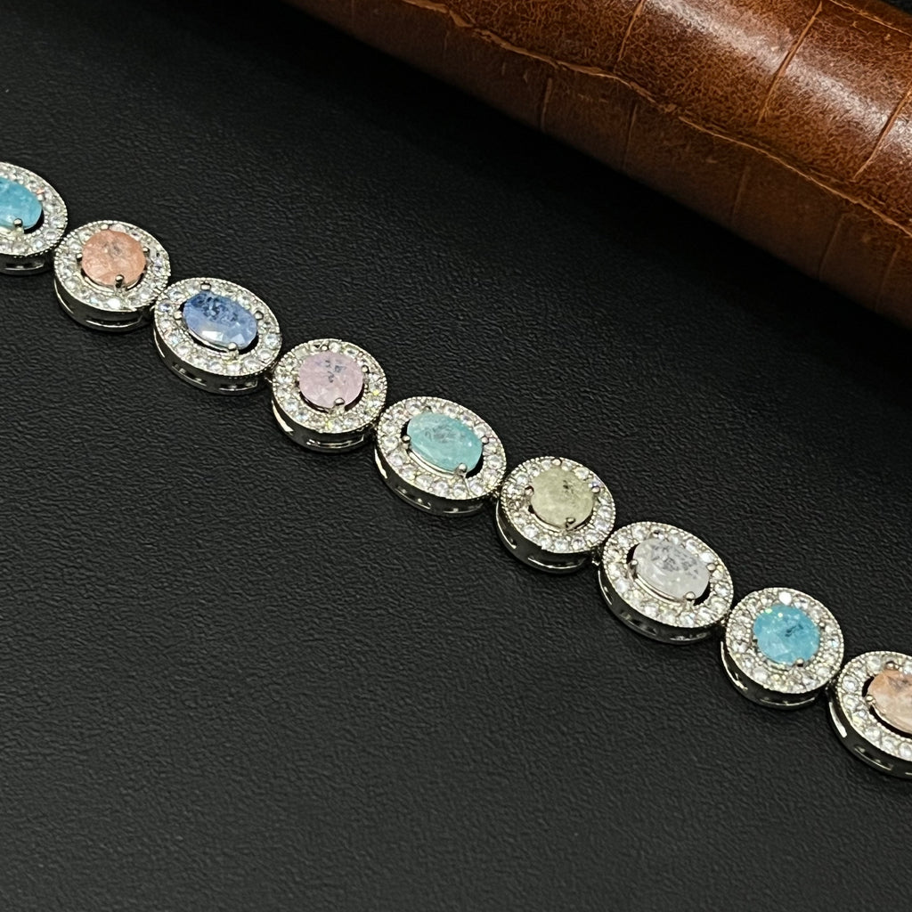 Silver Mozzanite Ladies Bracelet Blue