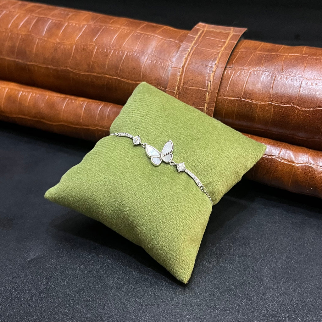 Silver Ladies Bracelet Floral Wings Butterfly 925