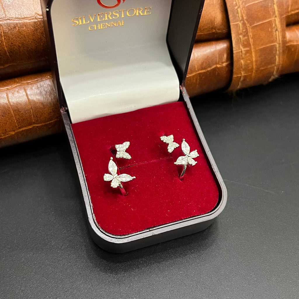 Silver Ladies Toe Rings 925 Cz Butterfly 925