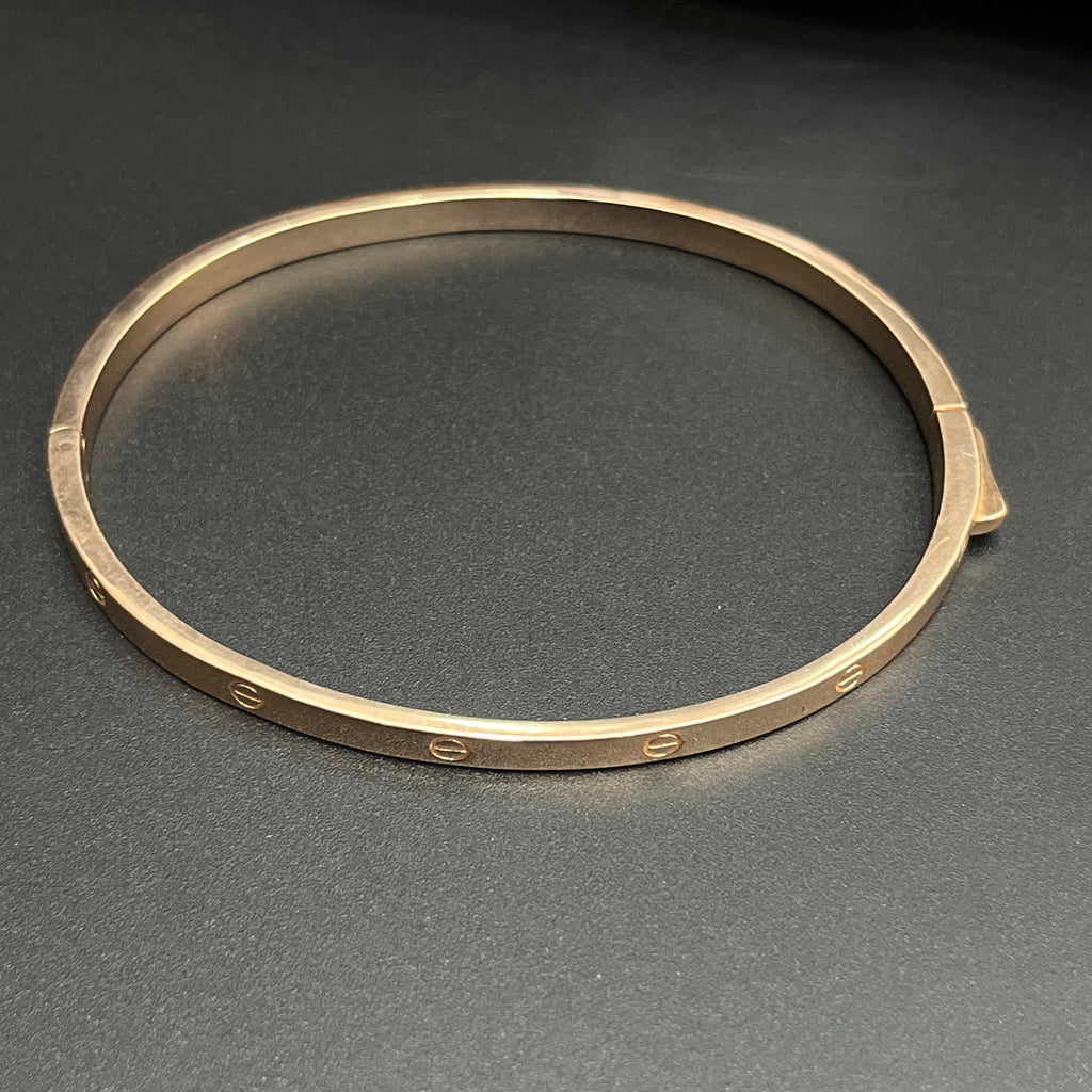 Silver Unisex Kada Classic Print Rose Gold 925