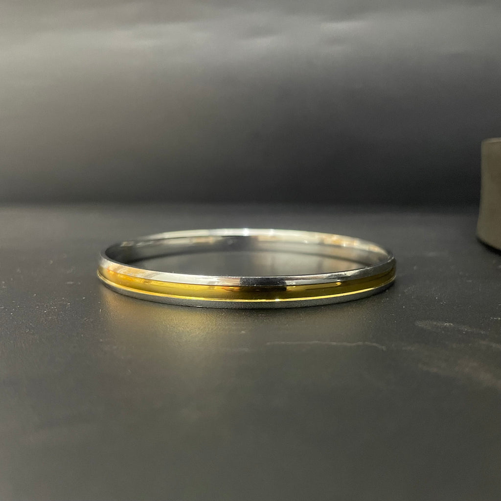 Silver Mens Kada Two Tone Gold Lining Regular TT2