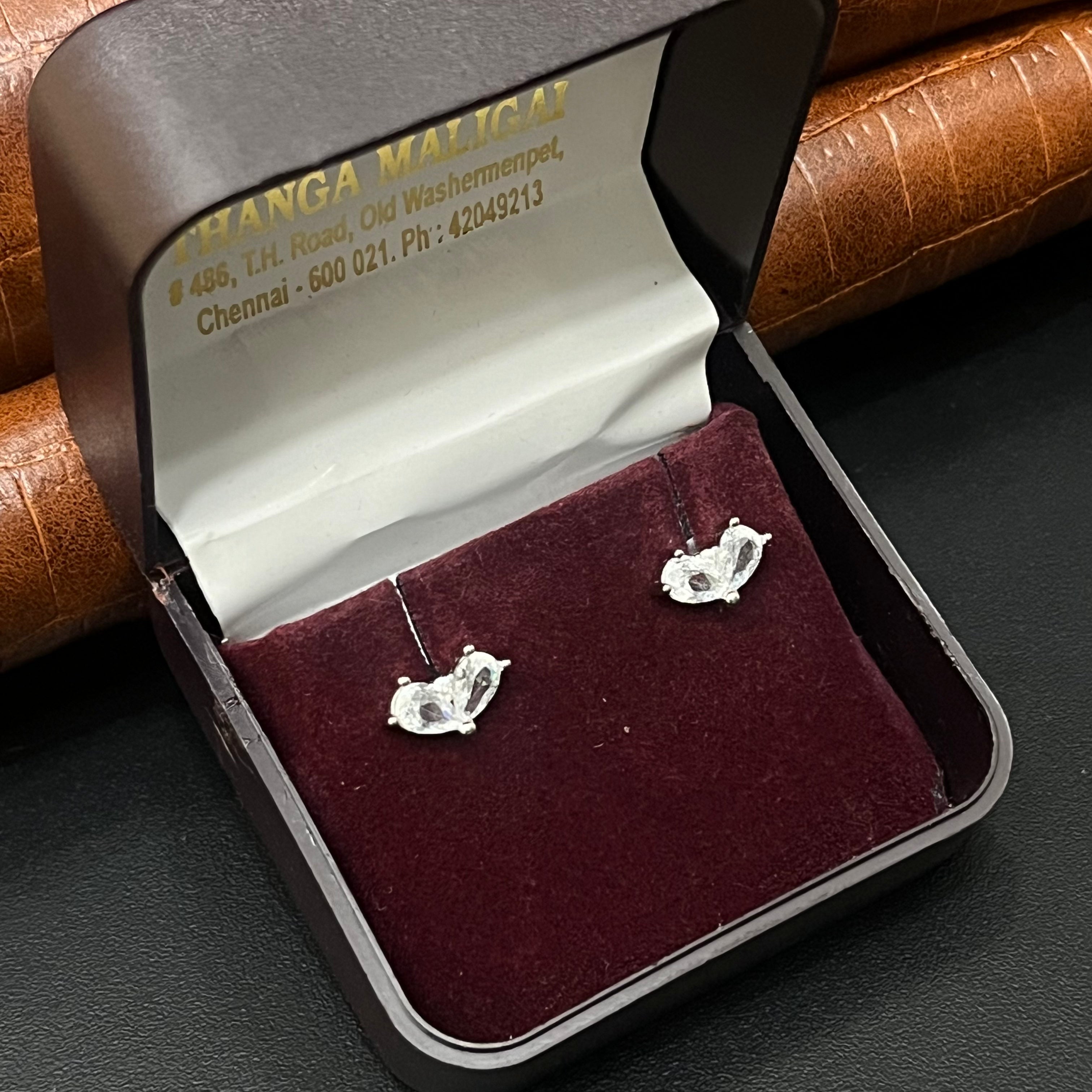 Silver Ladies Stud White Heart