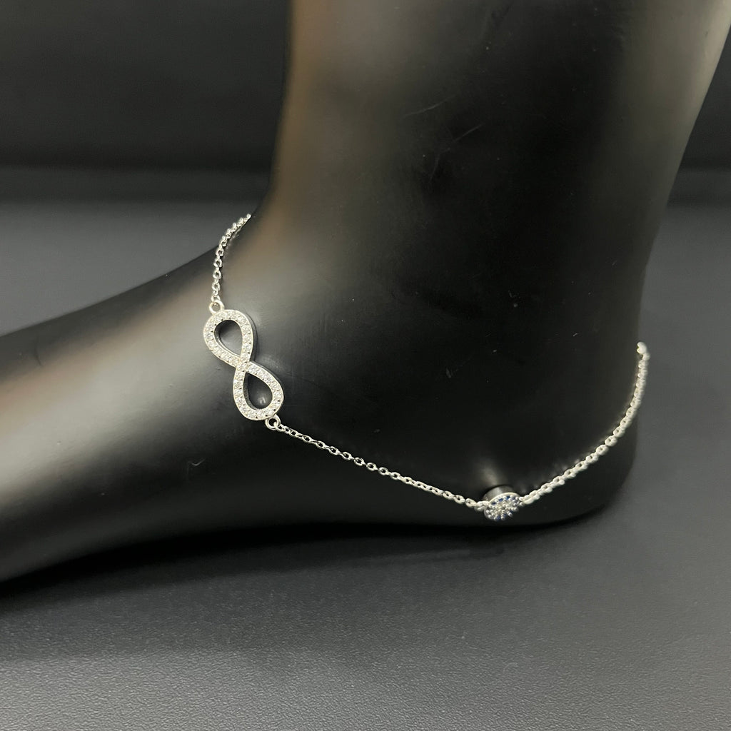 Silver Ladies Anklet Infinity