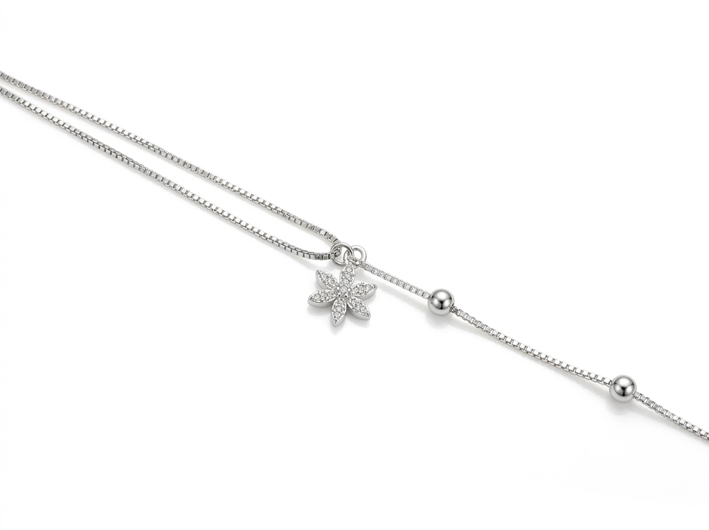 Silver Ladies Bracelet Crystal Petal Grace 1 925