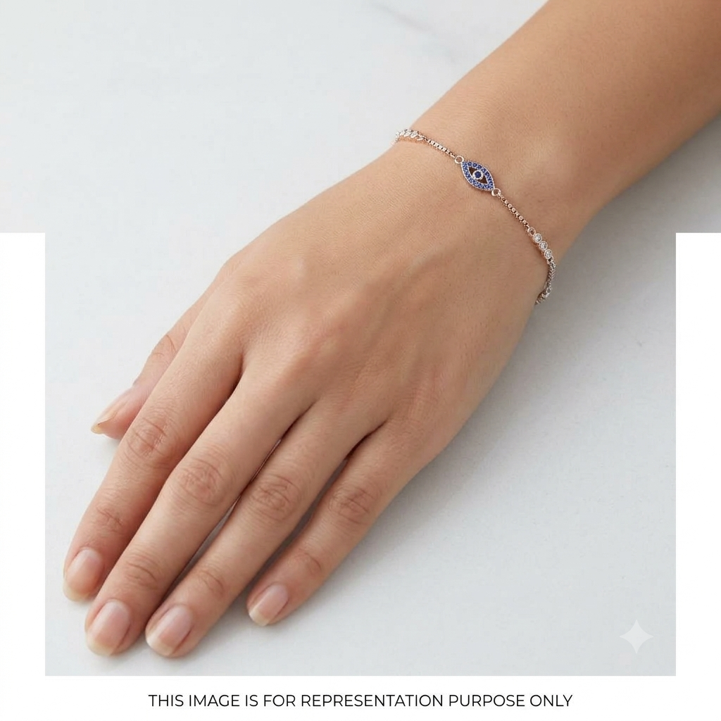 Silver Ladies Bracelet Blue Crystal Marquise Link Rose Gold 925
