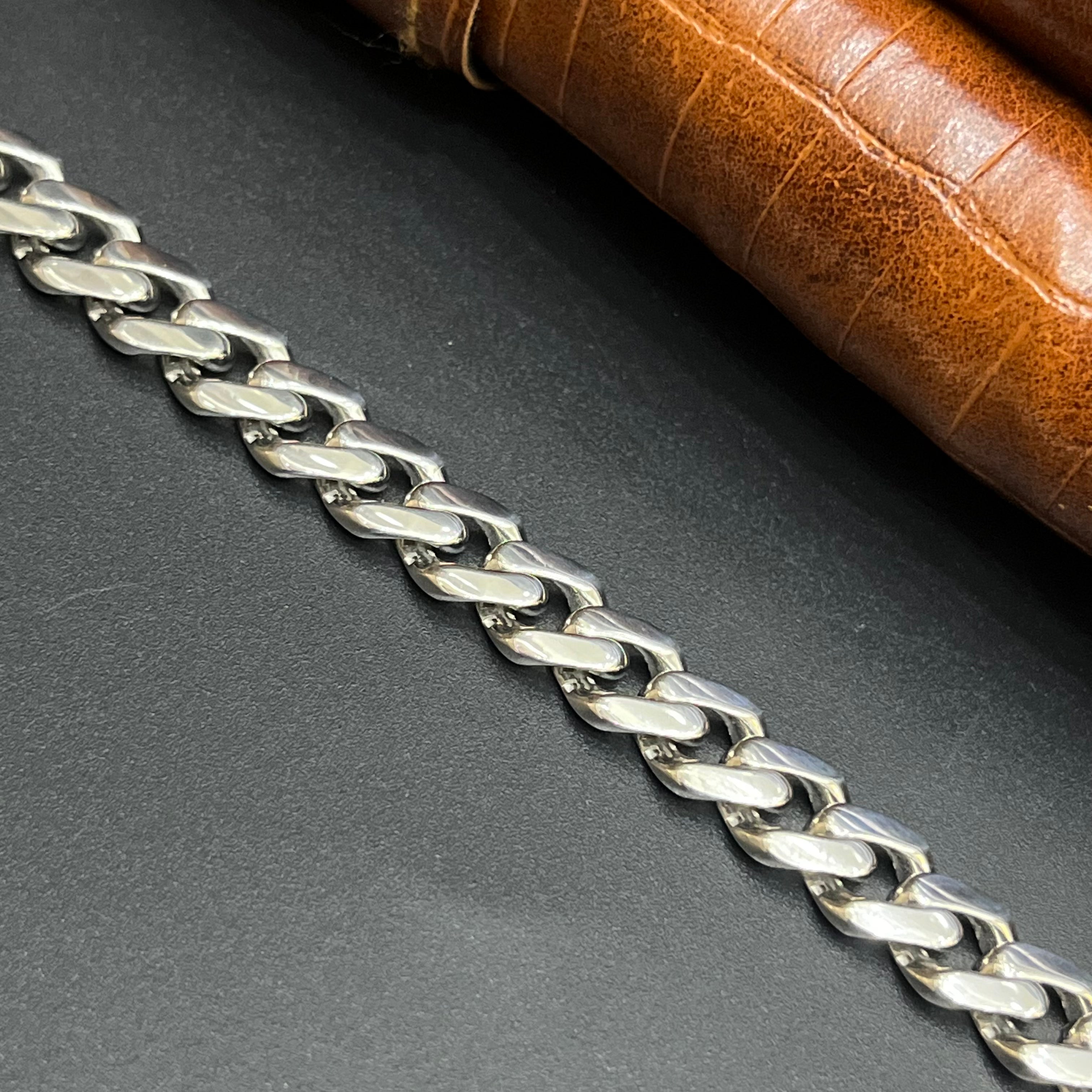Silver Mens Chain Premium Cuban Style M02 925