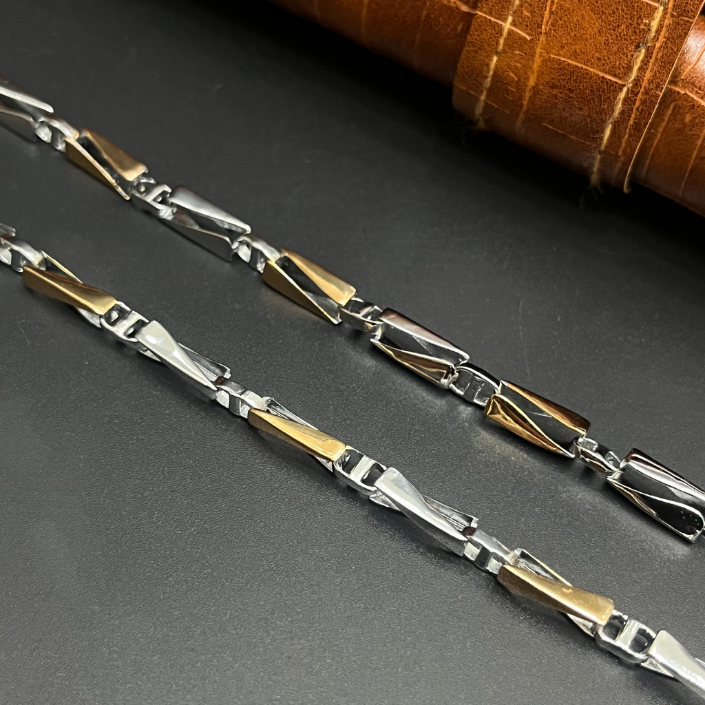 Silver Mens Chain Dual Tone Royale Twisted Lock Link 925